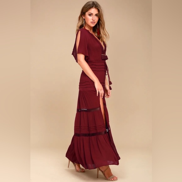 Lulu's Burgundy Maxi Dress - Picture 8 of 16